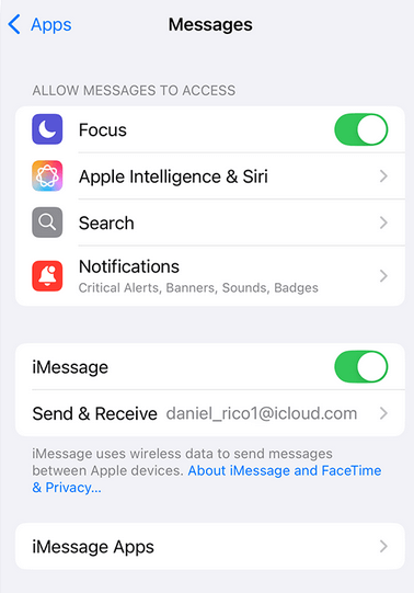 Enable iMessage