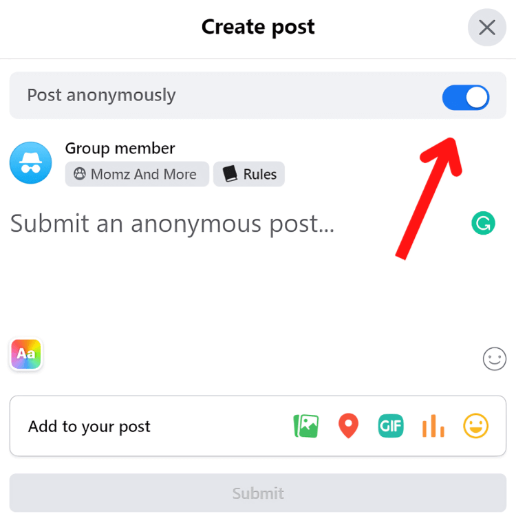 make anonymous fb post